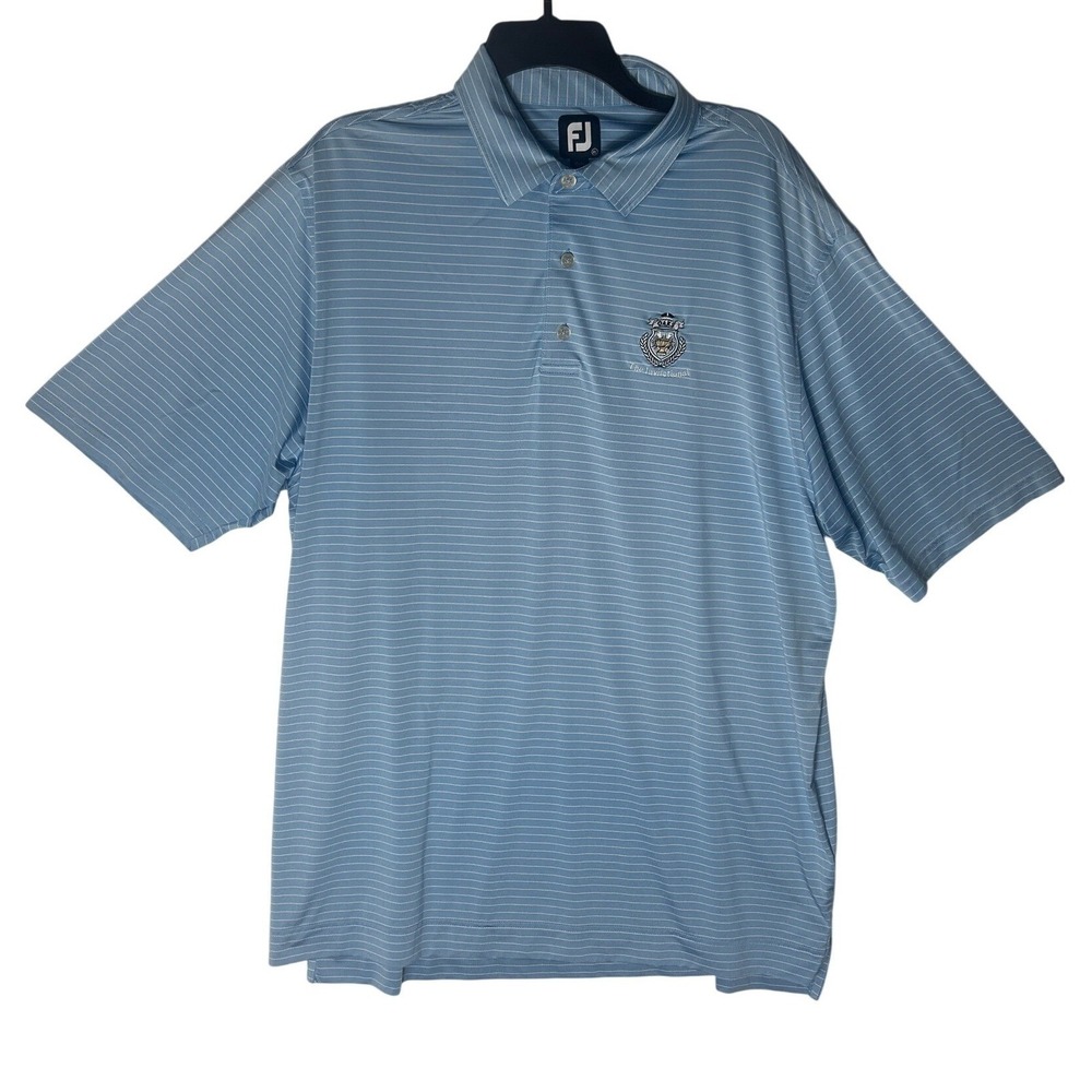 FootJoy Mens XL Blue Striped The Invitational Oaks Crest Golf Polo Shirt FJ